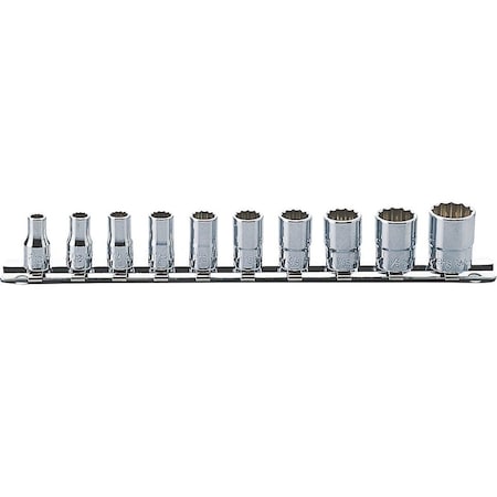 Ko-Ken Socket set 3/16-9/16 12 Point 150mm Aerospace 10 pieces 1/4 Sq. Drive, RSAS2405A/10 RSAS2405A/10